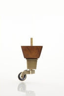 Walnut Square Wood Funiture Leg With Caster