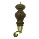 Walnut Round Turned Tapered Wood Funiture Leg With Caster