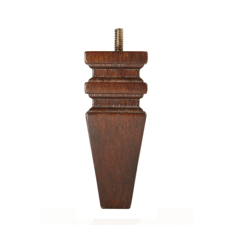 Wood Square Tapered Carved Furniture Leg - 5” Tall With Finish Options