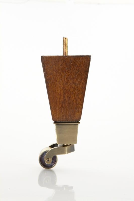 Walnut Square Wood Funiture Leg With Caster