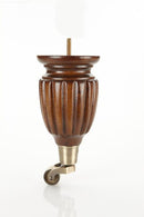 Walnut Round Turned Tapered Wood Funiture Leg With Caster